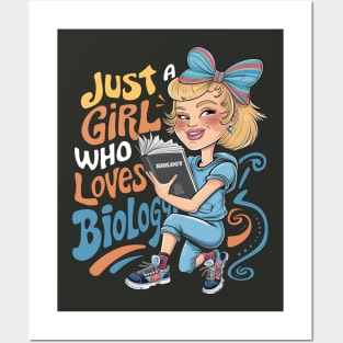 Just a Girl Who Loves BIOLOGY. Groovy funny Posters and Art